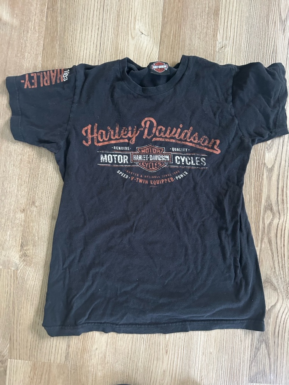 Harley-Davidson Black T-Shirt with Orange and White Graphic